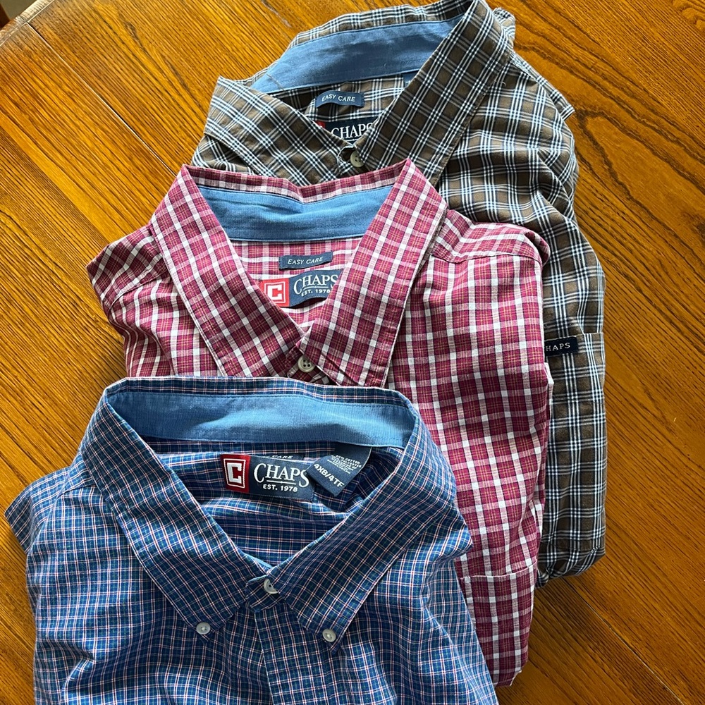 (4) Chaps and Lands End Men’s Big and Tall Casual Long Sleeve Shirts